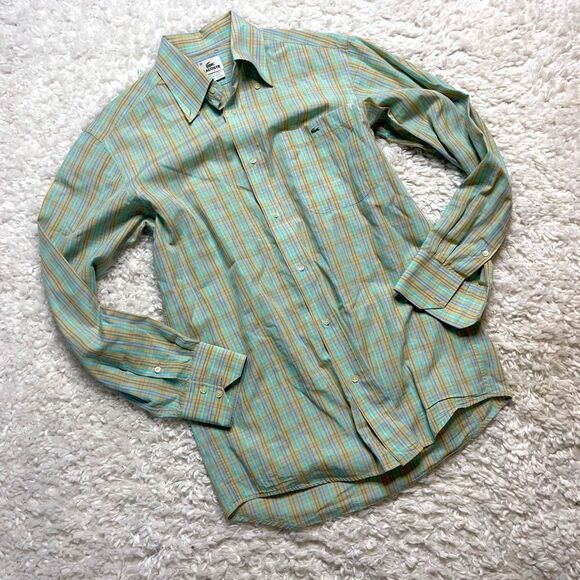 Vintage Lacoste Plaid Button Down Shirt Light Weight - Picture 1 of 6